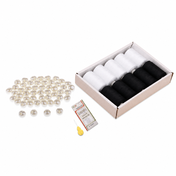 Botones De Perlas Blancos Para Costura, Prendas De Vestir, Manualidades, Scrapbooking, Kit De Hilo A Mano De 10 Mm, Colección Multishade, Carretes De Poliéster De Alta Resistencia Para