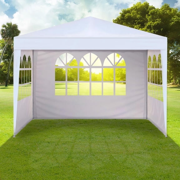 Carpa Toldo 3x3 Metros con Paredes Y Ventanas Reforzado Plegable Impermeable Facil Armado Y Transporte para Jardín Casa Exterior Uso Rudo Acero Lona(Blanco)