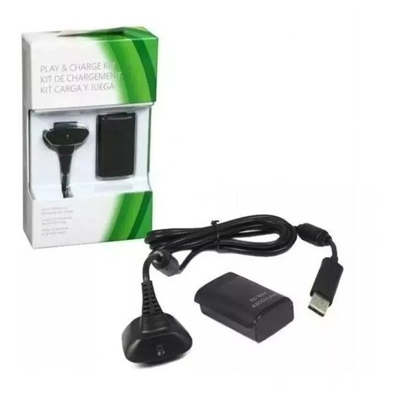 Kit Carga Y Juega Para Control Xbox 360 Cable Y Pila