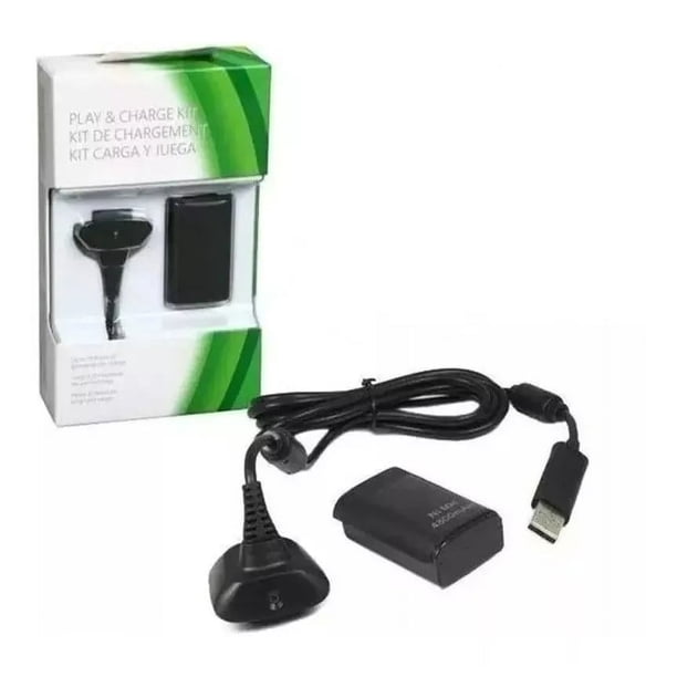 Kit Carga Y Juega Para Control Xbox 360 Cable Y Pila