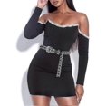 thumbnail image 2 of Silver Black Metal Punk Belts Leather Chain Waist Belt For Women Dresses, 2 of 5