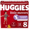 thumbnail image 1 of Pañales HUGGIES Little Movers Talla 8, paquete de 12, para bebés de más de 21 kg, 1 of 9