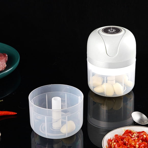 Mini Picador de Alimentos, Triturador de Ajo Eléctrico, Molinillo de Hierbas con 4 Cuchillas, Capacidad de 100ml para Verduras, Jengibre, Procesador Portátil Recargable por USB para Uso en la Cocina.