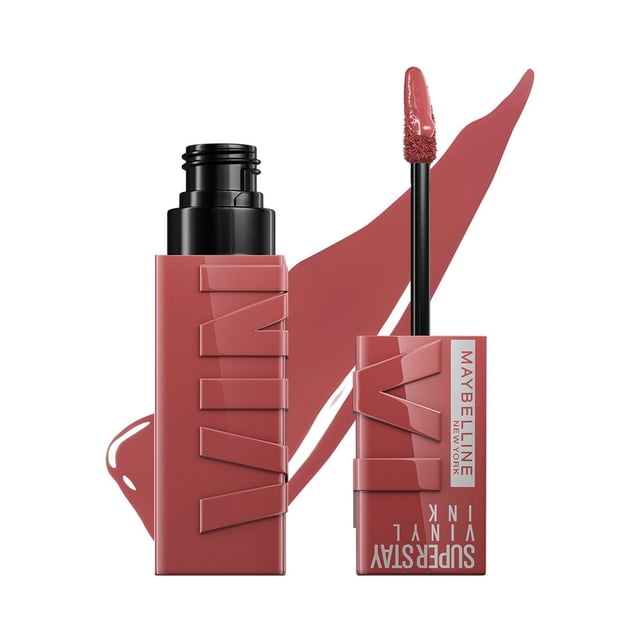 Labial líquido brillante de larga duración, Maybelline Superstay Vinyl Ink tono Peppy 115, 4.2ml