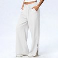 thumbnail image 1 of TaTaai olid Color Cotton Linen Women Casual Pants Wide Leg Breathable Machine Washable No Fading Lightweight Non See-through Daily Wear Full Length Trousers Gift, 1 of 8