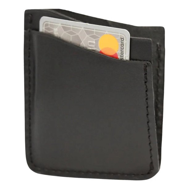 Tarjetero Vertical Unisex Piel Genuina Pull Up Compacto negro
