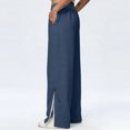 thumbnail image 2 of TaTaai olid Color Cotton Linen Women Casual Pants Wide Leg Breathable Machine Washable No Fading Lightweight Non See-through Daily Wear Full Length Trousers Gift, 2 of 8
