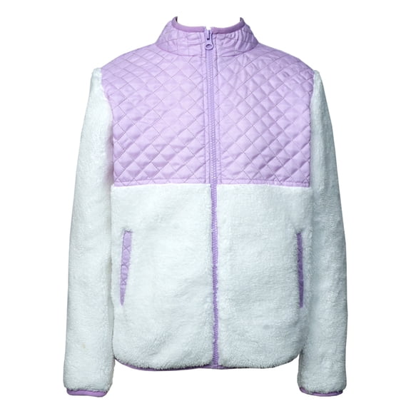Chamarra Simply Basic para Niña, Combinación de Borrega y Acolchado Lila Talla 4