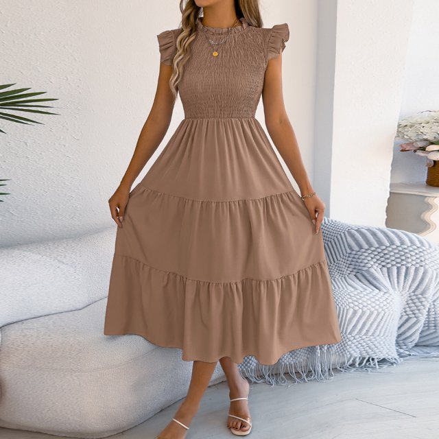 TaTaai Women‘s Sleeveless Shift Dress, Tank Top Style Round Neck Midi, Solid Color Casual Summer Dress, Loose Fit Day to Day Dress Gift