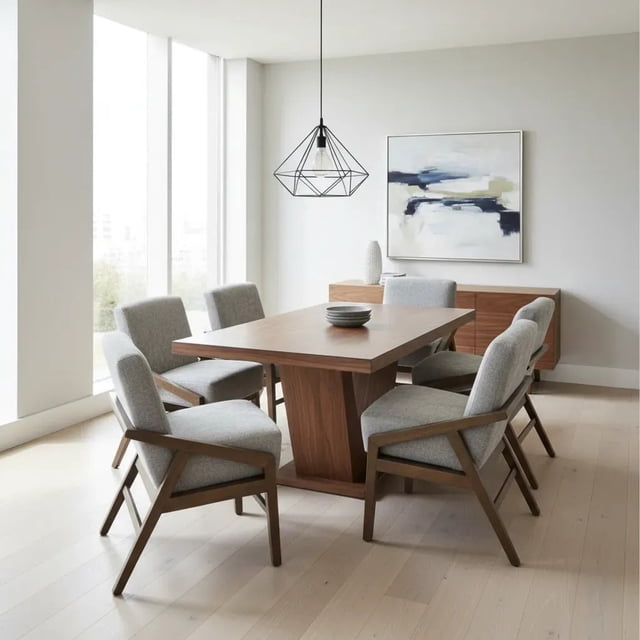 Comedor Dallas 6 Sillas SALVANTO Chapa De Nogal 160x100 cm