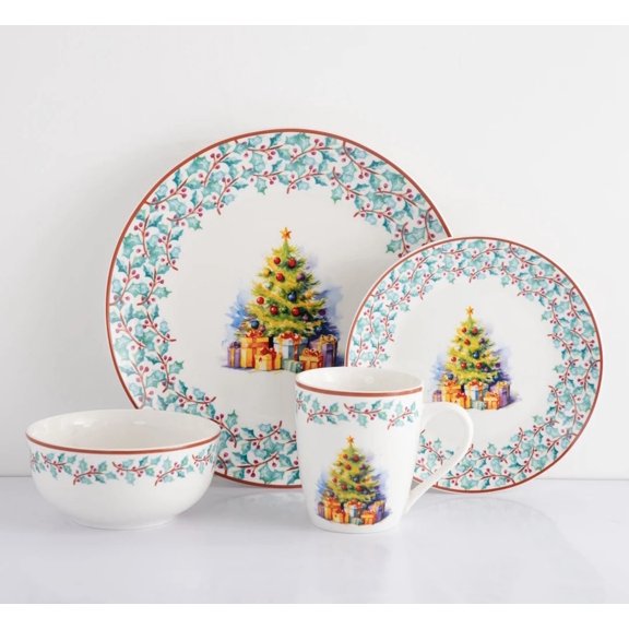 Vajilla Navideña Vascella Porcelana para 4 personas 16pz