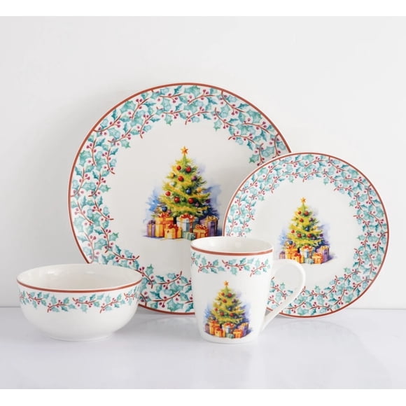 Vajilla Navideña Vascella Porcelana para 4 personas 16pz