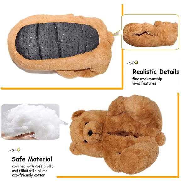 Zapatillas De Felpa De Oso De Dibujos Animados Para Mujer, Pantuflas De Felpa Para El Hogar, Pantuflas Cálidas Para Interiores, Regalo De Invierno