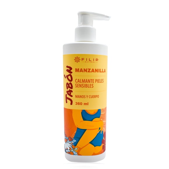 FILIP NATURAL, Jabón De Manzanilla, Pieles Irritadas y Sensibles, Pieles Con Dermatitis, Calma La Piel Irritada, Ayuda A Reducir La Inflamación, Hidratante, 360ml.