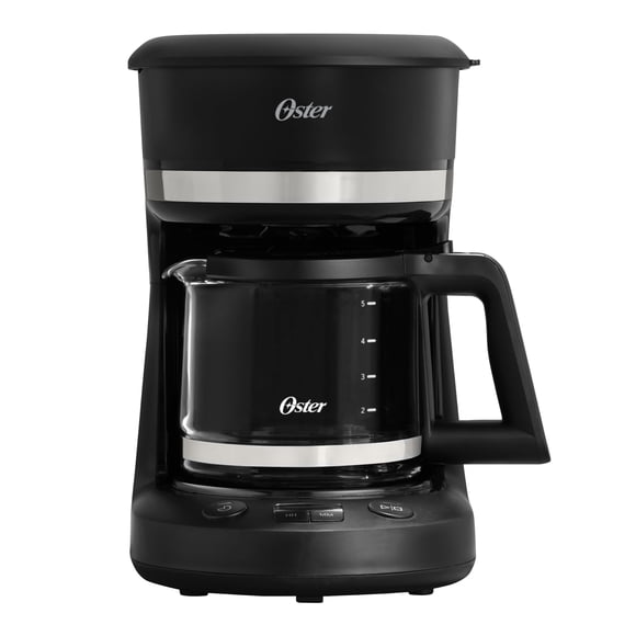 Oster Cafetera, Programable, de 5 Tazas de Capacidad, con Filtro Reutilizable, Función Pausa y Servir, Apagado Automático, Pantalla LED, Jarra con Medidas, Color Negro, BVSTDCP51