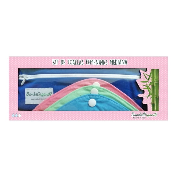 Kit 3 Toallas Femeninas Tela Bambú Bamboo Organik Medianas