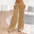 thumbnail image 4 of Amzcrzy Pantalones Palazzo Mujer Anchos Cintura Alta Cómodos Holgados Elegantes Casuales Verano Playa Ligeros Sin Costura Delantera Suaves Elásticos Con Bolsillos Tallas S-2XL Marrón, 4 of 7