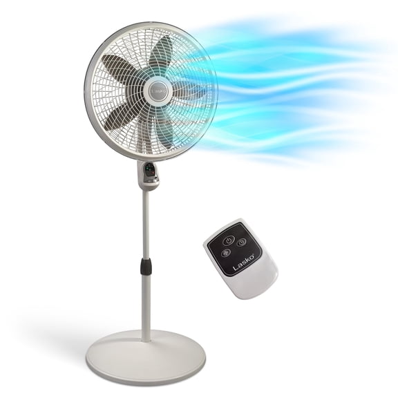 Ventilador de pedestal Lasko Cyclone 1885, 18 pulgadas, 3 velocidades, blanco