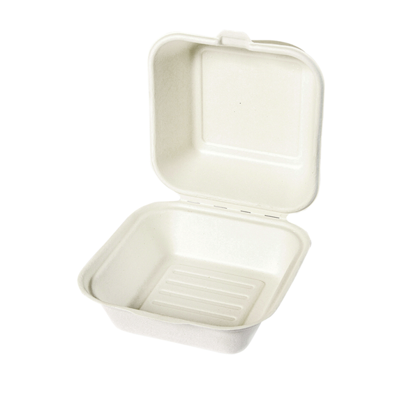 Contenedor hamburguesero KANOGO GREEN 6x6 de bagazo de caña con 250 pz blanco