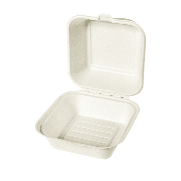 Contenedor hamburguesero KANOGO GREEN 6x6 de bagazo de caña con 250 pz blanco