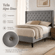 thumbnail image 5 of Zocalo Cama Queen Tapizada con Cabecera Acolchada, Estructura de Metal con Listones de Madera, Soporte hasta 350 kg, Diseño Silencioso, 209 x 157 x 120 cm, Gris, 5 of 8