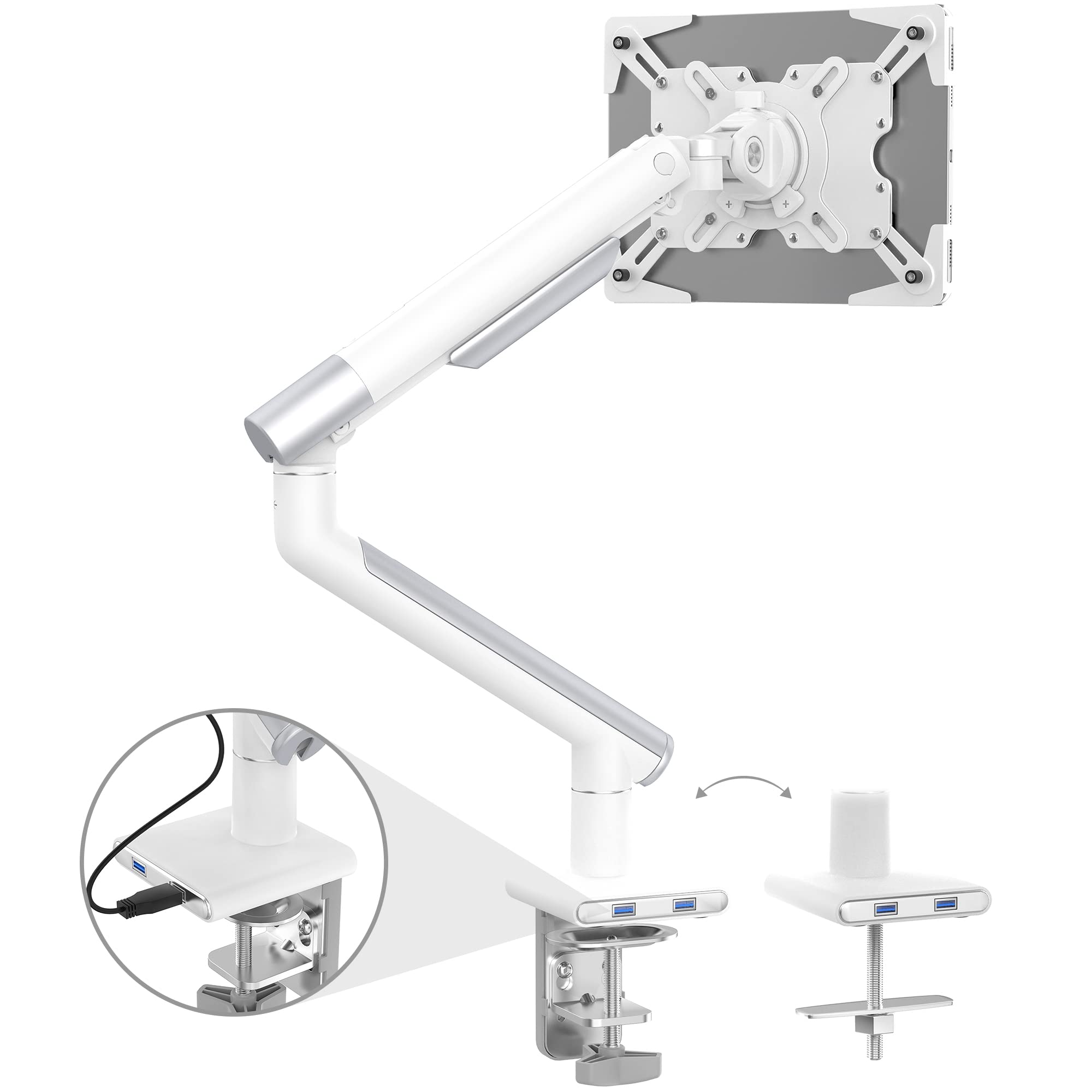 Soporte de Brazo con Abrazadera para Tablet CTA Digital Antirrobo Blanco