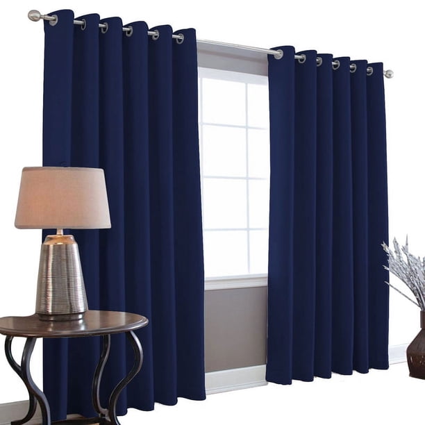Cortinas Blackout MELOCOTTON HOGAR 275cm Ancho 215cm Largo 2 paneles 100% Microfibra Poliéster marino