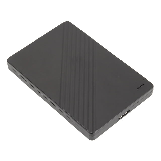 disco duro externo de alta velocidad, disco duro externo de 2,5 pulgadas, disco duro externo portátil, multifuncional negro en aleación de aluminio y PCB, vista 3/4 frontal con patrón diagonal, carcasa delgada y conector USB 3.0 (5 Gbps), compatible con Win7/Win8/Win10/Vista/XP y OS 8.x en adelante; apto para copias de seguridad portátiles.