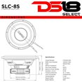 thumbnail image 2 of DS18 SLC8S Car Subwoofer Audio Speaker - 8" in. Paper Glass Fiber Cone, Black Steel Basket, Single Voice Coil 4 Ohm Impedance, 400W MAX Power and Foam Surround for Vehicle Stereo Sound System, 2 of 2