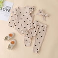 thumbnail image 2 of Body De Bebé, Conjunto De Canastilla, Onesies Para Niños Pequeños, Niñas, Estampado De Corazón, Volantes, Pantalones, Diadema, Ropa, Traje Beige Odeerbi  LM103-4658, 2 of 9