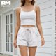 thumbnail image 2 of Short Casual de Mujer Con Cordón Ajustable y Bolsillos blanco Mediano, 2 of 5