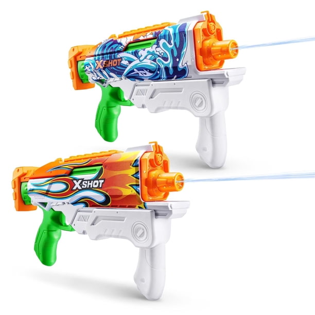 Pistola de Agua XShot Hipercarga Llamas Salpicaduras Relleno rápido 2 Unidades para Juguetes de Chor