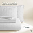 thumbnail image 2 of Dreamlab Edredón Matrimonial Ligero y Juego de Sábanas con Fundas de Almohada Decorativas (7 piezas). Set de Colcha Ligera y Sábanas para Cualquier Temporada. Hipoalergénico. Trébol, Blanco / Blanco, 2 of 10