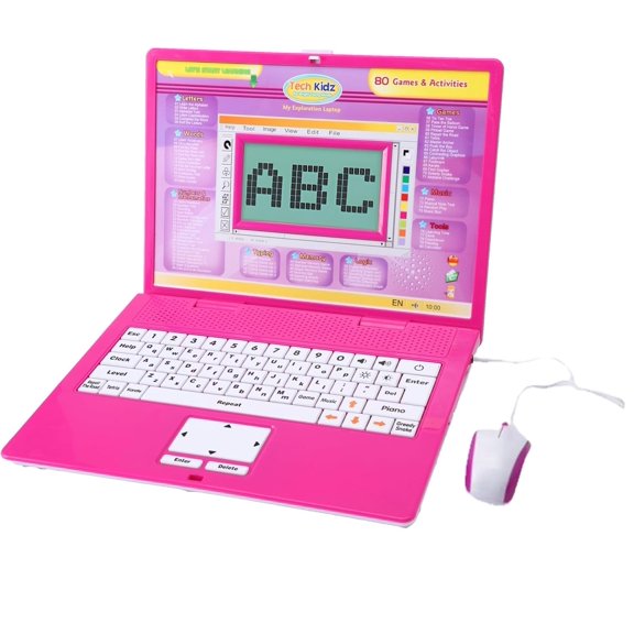 Laptop Educativa STEM Tech Kidz con 80 Juegos de Aprendizaje Rosa