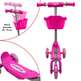 thumbnail image 2 of Scooter para Niños con Canastilla Tres Ruedas de Goma Manubrio Ajustable de 60 a 72 cm Soporta hasta 25 kg - Rosa, 2 of 5