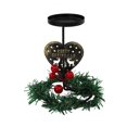 thumbnail image 2 of Candelabro navideño de metal bronce con diseño de reno y corazón | Centro de mesa navideño con corona y frutos rojos | Portavelas de hierro, 2 of 5