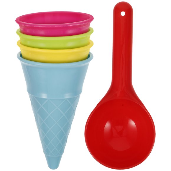 FELTECHELECTR 5 juguetes de playa para niños, conos de helado y palas para exteriores (color aleatorio).