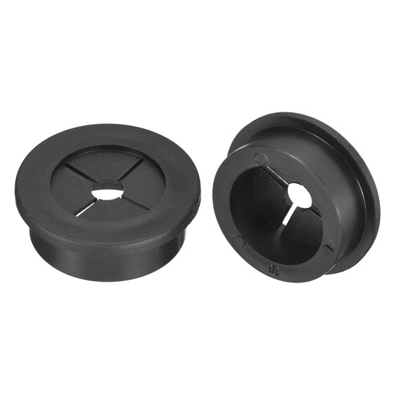 Uxcell 2 Pack Cable Cord Grommet, 1-3/16 Inch Desk Grommet Flexible Rubber Grommets, Black
