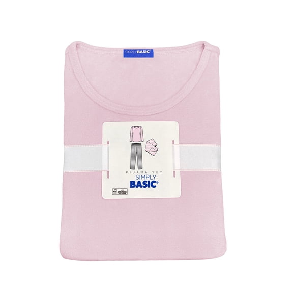Pijama Simply Basic para Dama Playera Manga Larga con Pantalón Multicolor Talla M 3 Piezas