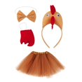 thumbnail image 1 of Set de vestuario de pollo 4pcs vestido de animal lindo disfraz de animales para halloween acción de gracias Marrón, 1 of 8