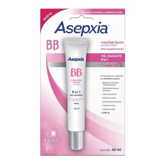 Maquillaje líquido Asepxia bb autoajustable 30 ml