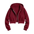thumbnail image 4 of Sudadera con capucha y cremallera de manga larga de color liso para niñas, estilo casual y holgado, ideal para invierno, tallas 120-170., 4 of 5