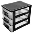 thumbnail image 2 of Armario de plástico de tres capas con cajones, portátil, multifunción, organizador de muebles (negro y transparente), 2 of 5