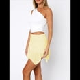 thumbnail image 4 of Falda Corta Plisada con Volantes Y2K de Encaje de Tiro Bajo para Mujer, Falda Asimétrica Holgada, Falda de Media Falda de Hada. Amarillo S, 4 of 7
