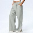 thumbnail image 1 of TaTaai olid Color Cotton Linen Women Casual Pants Wide Leg Breathable Machine Washable No Fading Lightweight Non See-through Daily Wear Full Length Trousers Gift, 1 of 8