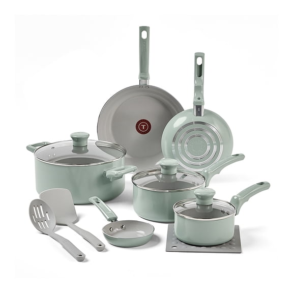 Batería de Cocina T-fal Ceramic Refresh 12pz Eucalipto