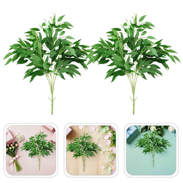 unbranded 2Ud Ramos Artificiales De Hojas De Sauce Verde Para En Hogar Y Eventos