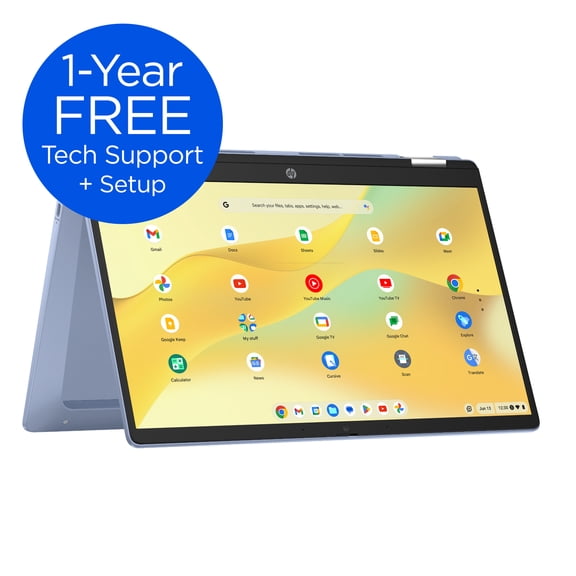 Laptop Chromebook HP x360 FHD Táctil de 14 Pulgadas con Procesador Intel N100, 4 GB de RAM, 64 GB de Memoria eMMC, Color Azul Cielo
