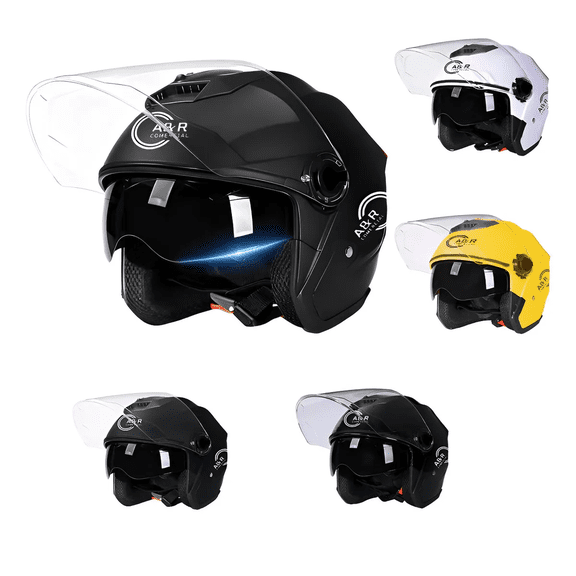 Casco Motocicleta Abierto 3/4 Visera Doble Hd Abatible Dot Xtellar Color Negro