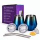 thumbnail image 1 of Set de 2 Vasos Térmicos Whiskero 14 oz Azul Degradado de Acero Inoxidable con Tapa y Popote, 1 of 5